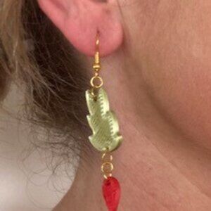 3d printed christmas cactus earrings